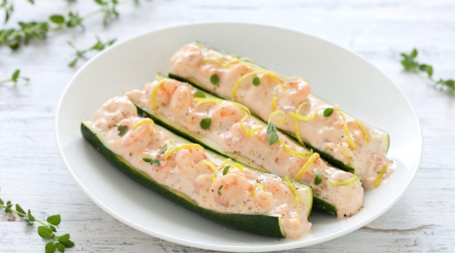 Zucchine ripiene di gamberetti