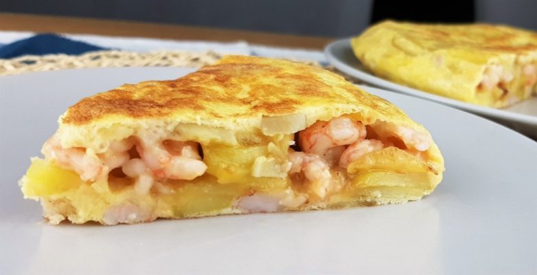 Frittata con gamberi e patate